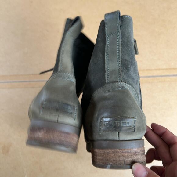 SOREL Shoes Womens 8 1/2 Green Suede Leather Waterproof Lined Zipper Ankle Boots main image 5